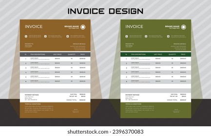 corporate modern professional business invoice template design.