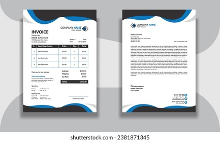 Corporate modern professional clean business invoice and letterhead design template with yellow blue green and red color creative modern letter head design template for your project letterhead.