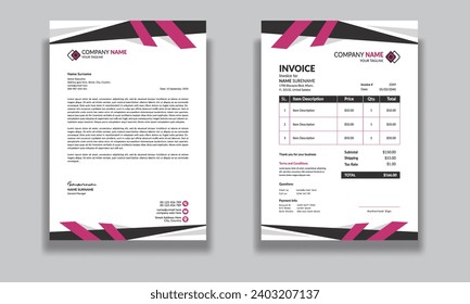 Corporate modern professional clean business invoice and letterhead design template with yellow blue green and red color creative modern letter head design template