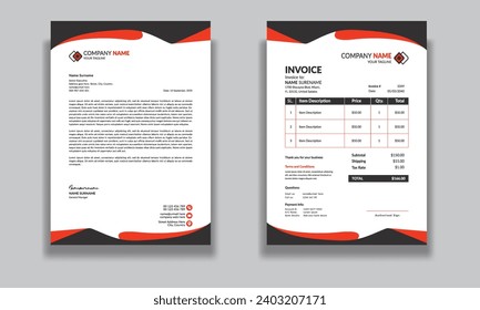 Corporate modern professional clean business invoice and letterhead design template with yellow blue green and red color creative modern letter head design template