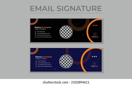 Corporate, Modern And Professional Email Signature Template, Creative Multipurpose Business Email Signature Design Sets With Dark Blue And Black Background