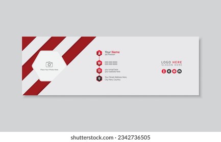 Corporate modern professional email signature or email footer design template with author photo place, unique creative business vector layout