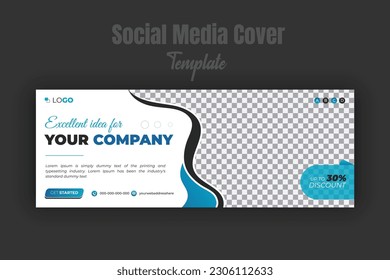 Corporate, modern and professional social media cover design template, creative and minimal versatile business timeline cover post, blue gradient color abstract timeline post design template