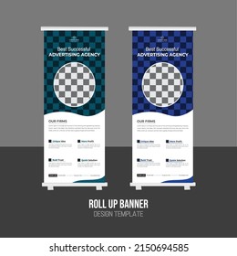 Corporate Modern Roll Up Banner Design Template or Professional Unique Shapes  