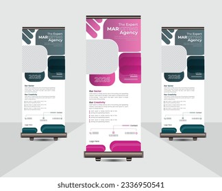 Corporate modern roll up banner template unique design.