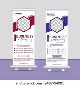 Corporate modern roll up or pull-up banner template  for business agency