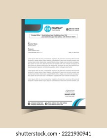 Corporate Modern Simple and clean A4 Size letterhead Creative Vector design