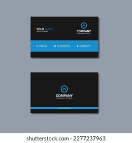 Diseño de tarjetas de negocios modernas, sencillas y limpias en azul y negro