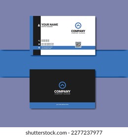 Corporate modern simple clean blue and black business card design