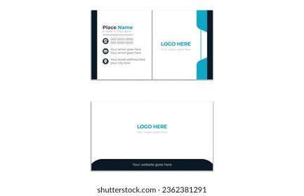 Corporate Modernes, einfaches und sauberes, zweiseitiges Visitenkartendesign für Werbung, Vektorgrafik-Schreibtischdesign in Rechteckgröße.