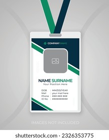 Corporate Modern and simple student business office id card design or company employee identity card template design.