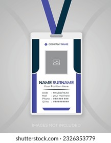 Corporate Modern and simple student business office id card design or company employee identity card template design.