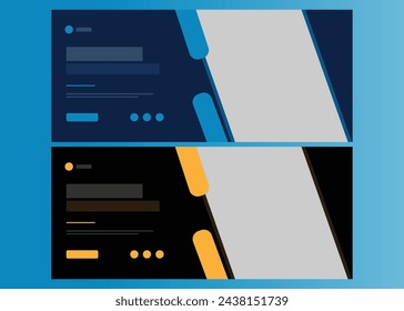 Corporate modern social media cover design, flat, abstract, modern, and minimal template with dark blue, yellow, black colors