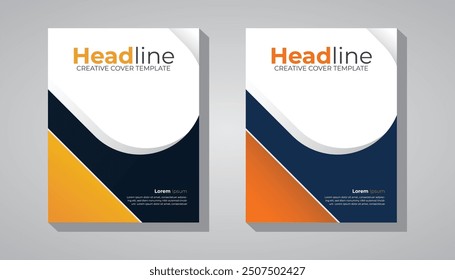 Corporate, modern, stylish book cover design template, Set of book cover brochure template designs. Vector illustration.