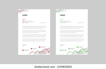 Corporate Modern Unique letterhead design template with color. Creative modern letterhead design vector template. Letterhead Letter head Business letterhead design.