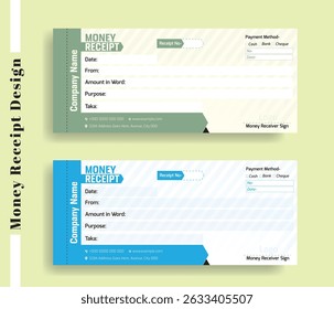 Corporate Money Receipt Design, Cash Receipt Template,Professional Money Receipt Template Design for Payment Documentation, Editable Payment Receipt Design for Financial Transactions, Clean and Modern