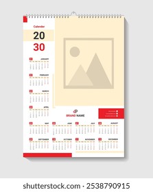 Corporate Monthly Calendar Design For Office Desk Or Wall Vector Template