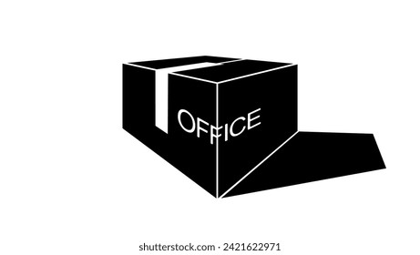 Corporate moving emblem, black isolated silhouette