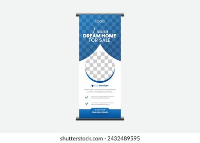 corporate new roll up banner unique shape vector advertisement.