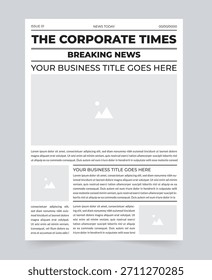 Corporate Newspaper Front Page Template – Professional Breaking News Layout