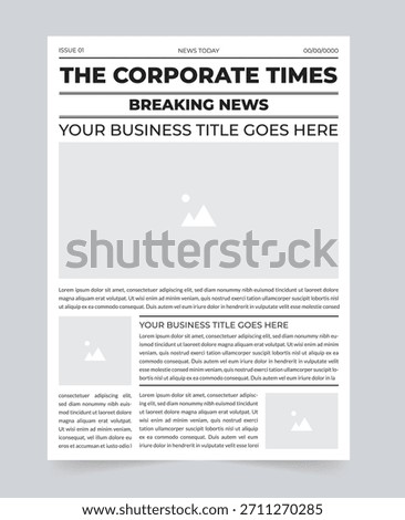 Corporate Newspaper Front Page Template – Professional Breaking News Layout