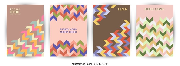 Corporate Notebook Cover Page Mokup Set A4 Design. Suprematism Style Hipster Front Page Mockup Set Eps10. Mosaic Geometric Shapes Texture Vertical Cover Design