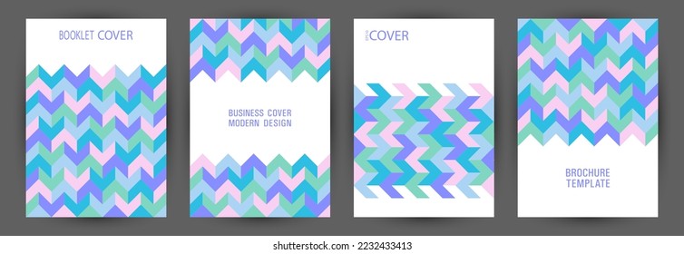 Corporate notebook cover page mokup set vector design. Swiss style future album layout set vector. Mosaic geometric elements pattern A4 cover design