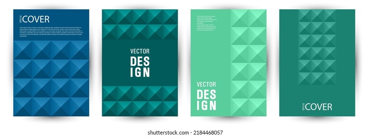 Corporate notebook cover template bundle A4 design. Bauhaus style creative album template bundle vector. Tile geometric shapes backdrop A4 card design