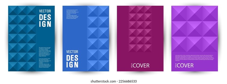 Corporate notebook cover template bundle geometric design. Minimalist style material banner template bundle Eps10. Mosaic geometric elements texture vertical cover design