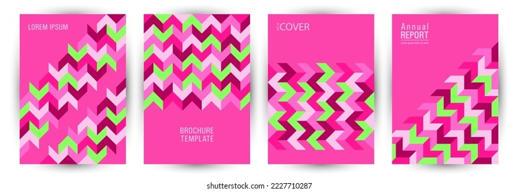Plantilla de portada de cuaderno corporativo de diseño A4. Estilo modernista material de la distribución de vales conjunto vector. Diseño de la tarjeta A4 de elementos geométricos en mosaico