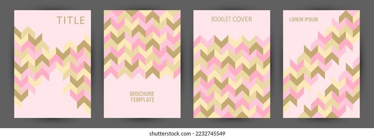 Corporate notebook cover template set geometric design. Memphis style trendy banner mockup set Eps10. Mosaic geometric elements structure A4 card design