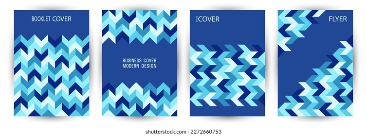 Corporate notebook front page layout set A4 design. Bauhaus style premium banner layout set Eps10. Tile geometric shapes theme vertical cover design