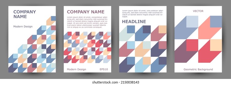 Diseño geométrico de la colección de plantillas de portada de cuaderno corporativo. Colección de simulación de vales premium estilo minimalista Eps10. Diseño de la cubierta del patrón de formas geométricas de mosaico A4