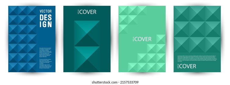 Corporate notebook front page template bundle graphic design. Bauhaus style future voucher layout bundle vector. Tile geometric shapes backdrop A4 cover design