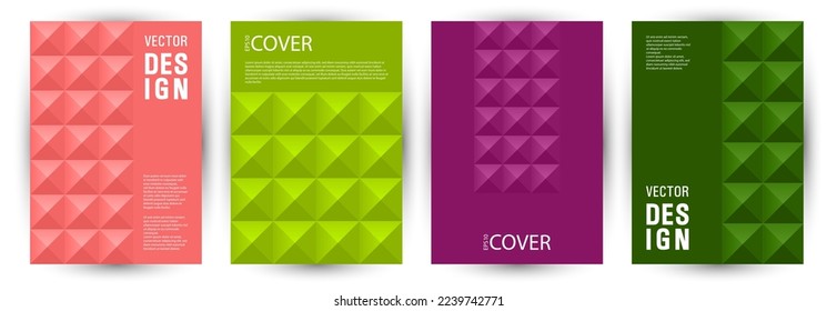 Corporate notebook front page template bundle graphic design. Swiss style colorful folder layout bundle Eps10. Mosaic geometric shapes texture vertical cover design