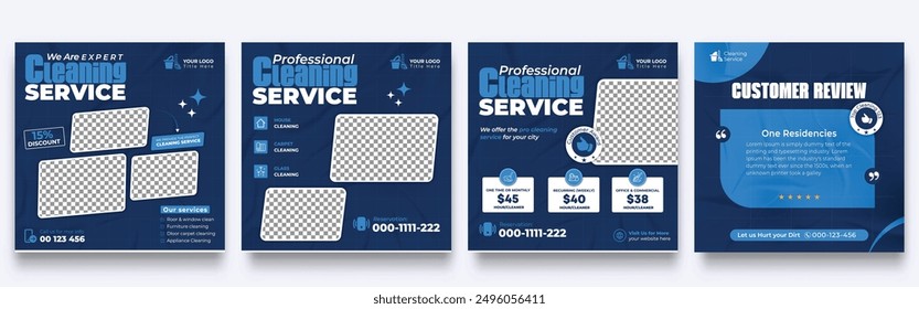 Corporate office and house cleaning service business promotion social media post or web banner template design. Housekeeping, wash, clean or repair service marketing flyer with abstract background.