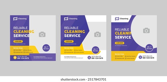 Corporate office and house cleaning service promotion social media post template, clean or repair service marketing flyer, Modern Cleaning service banner template, Office hotel and home cleaning serv