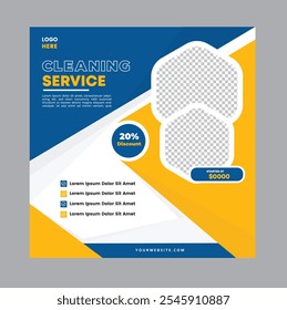 Corporate office and house cleaning service business promotion social media post or web banner template design.