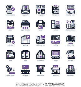 Corporate Office Icon pack for your website, mobile, presentation, and logo design. Corporate Office Icon dual tone design. Vector graphics illustration and editable stroke.