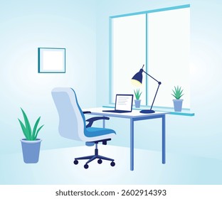 corporate office interior flat vector illustration