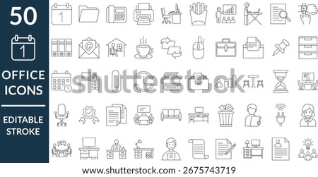 corporate and office outline icon. editable stroke, project management, workplace, productivity, business, line icons vector pack