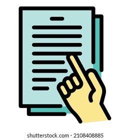 Corporate office papers icon. Outline corporate office papers vector icon color flat isolated