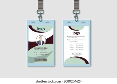 Corporate Office Vertical Double-sided ID Card Design Template. Flat Identity Card Design Vector Illustration