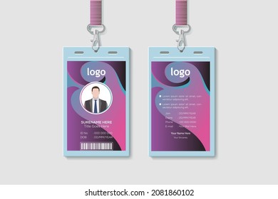 Corporate Office Vertical Double-sided ID Card Design Template. Flat Identity Card Design Vector Illustration