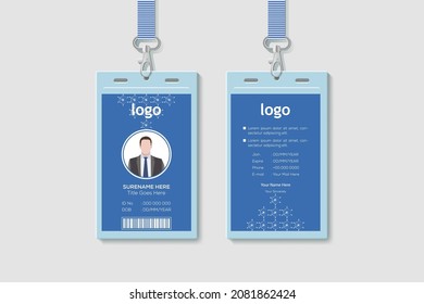 Plantilla de diseño de tarjeta de identificación vertical de doble cara de la oficina corporativa. Ilustración vectorial de diseño de tarjeta de identidad plana