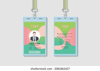 Corporate Office Vertical Double-sided ID Card Design Template. Flat Identity Card Design Vector Illustration