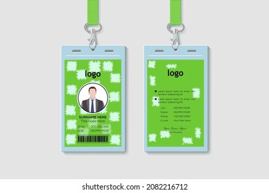 Plantilla de diseño de tarjeta de identificación vertical de doble cara de la oficina corporativa. Ilustración vectorial de diseño de tarjeta de identidad plana
