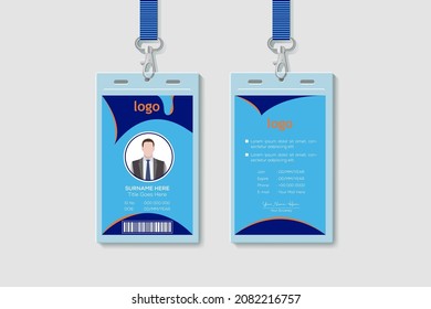 Vorlage für das vertikale zweiseitige Design der ID-Karte des Firmenbüros. Flaches Identity Card Design, Vektorgrafik
