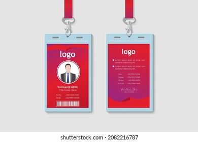 Plantilla de diseño de tarjeta de identificación vertical de doble cara de la oficina corporativa. Ilustración vectorial de diseño de tarjeta de identidad plana