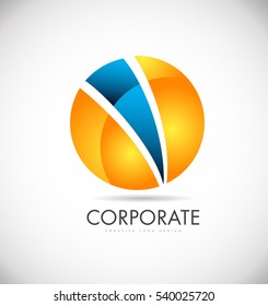 Corporate orange blue sphere vector logo icon sign design template